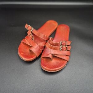 Bed Stu Red Leather Sandals